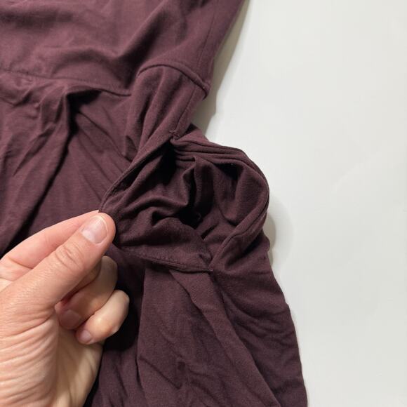 Eileen Fisher Jumpsuit Casis Moc Wrap Burgundy Stretch Jersey Wide Leg Faux L - Picture 12 of 14